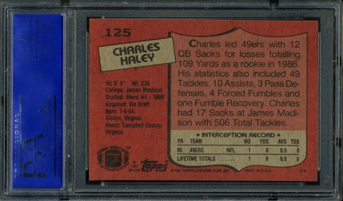 1987 Topps #125 Charles Haley PSA 10 #81422980 - Back