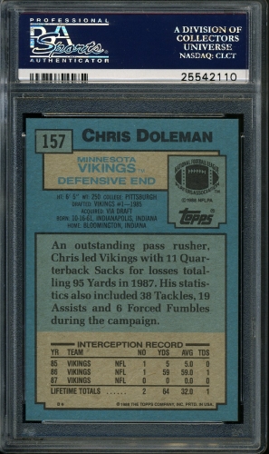 1988 Topps #157 Chris Doleman PSA 10 #25542110 - Back