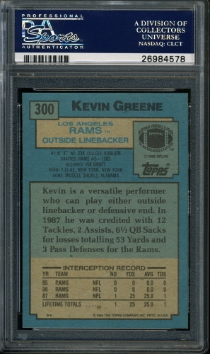 1988 Topps #300 Kevin Greene PSA 10 #26984578 - Back