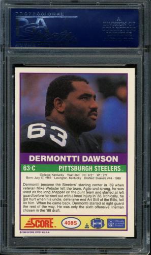 1989 Score Supplemental #408S Dermontti Dawson PSA 10 #22062547 - Back