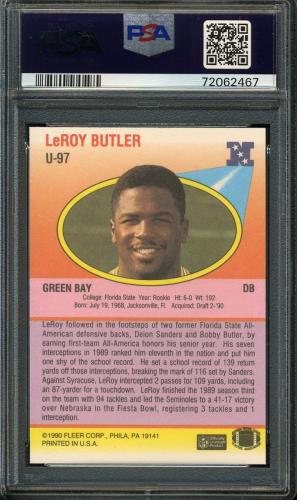 1990 Fleer Update #U-097 LeRoy Butler PSA 10 #72062467 - Back