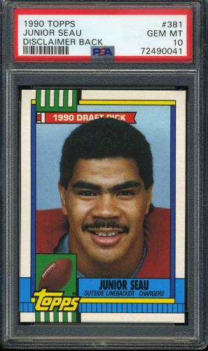 1990 Topps Disclaimer Back #381 Junior Seau PSA 10 #72490041