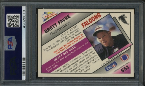 1991 Pacific #551 Brett Favre PSA 10 #42028818 - Back