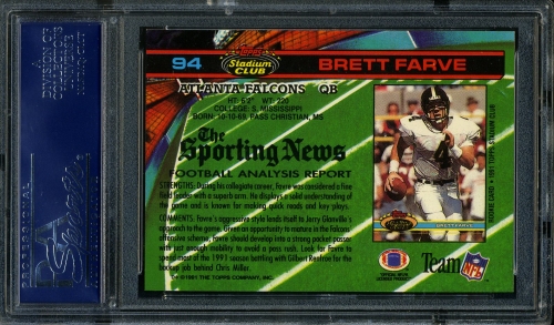 1991 Stadium Club #094 Brett Favre PSA 10 #18898571 - Back