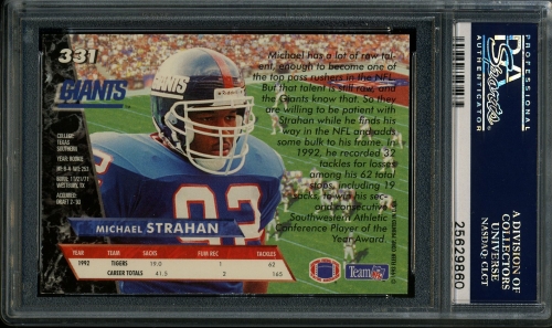 1993 Ultra #331 Michael Strahan PSA 10 #25629860 - Back