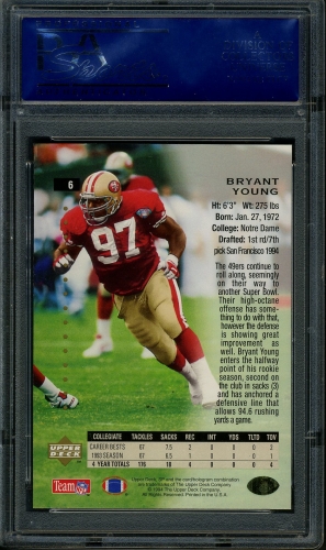 1994 SP #006 Bryant Young PSA 10 #81726327 - Back