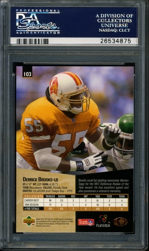 1995 SP #103 Derrick Brooks PSA 10 #26534874 - Back