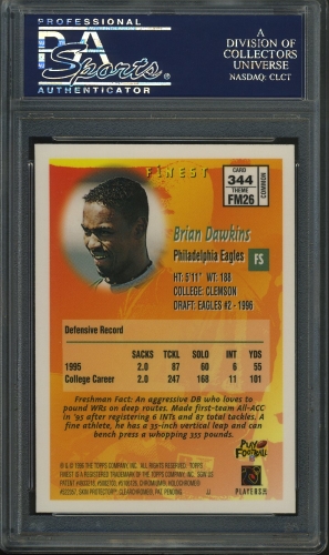 1996 Finest #344 Brian Dawkins PSA 10 #23917642 - Back