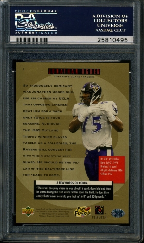 1996 SP #004 Jonathan Ogden PSA 10 #25810495 - Back