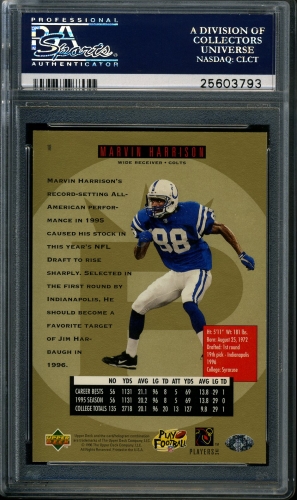 1996 SP #018 Marvin Harrison PSA 10 #25603793 - Back