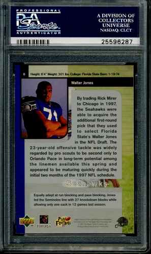 1997 SP Authentic #006 Walter Jones PSA 10 #25596287 - Back