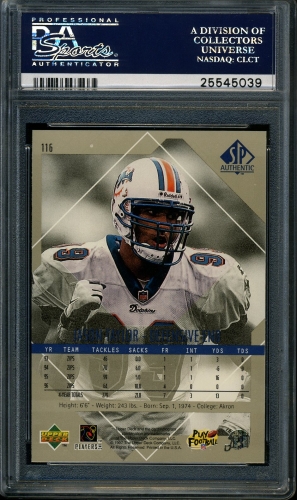 1997 SP Authentic #116 Jason Taylor PSA 10 #25545039 - Back