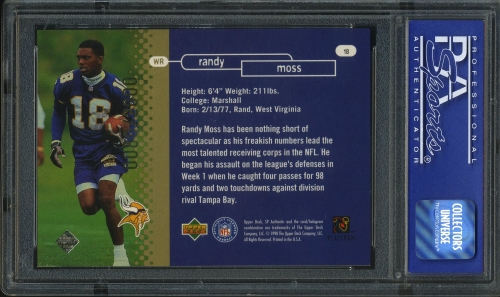 1998 SP Authentic #018 Randy Moss PSA 10 #07030825 - Back
