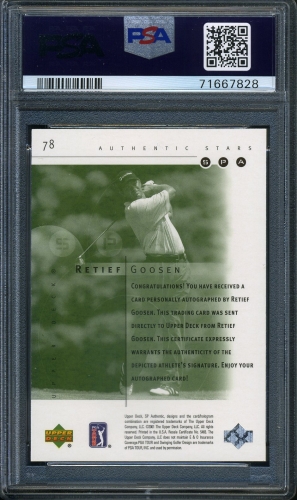 2001 SP Authentic Signed Authentic Stars #78 Retief Goosen PSA 10 #71667828 - Back
