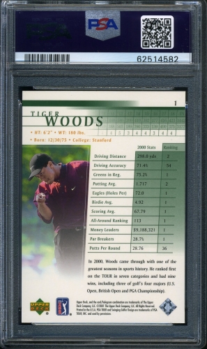 2001 Upper Deck #01 Tiger Woods PSA 10 #62514582 - Back