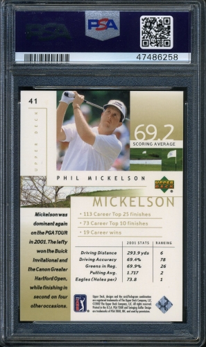 2002 Upper Deck #41 Phil Mickelson PSA 10 #47486258 - Back