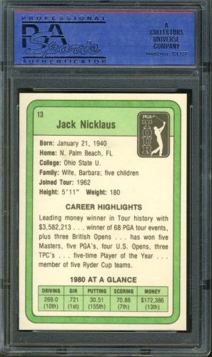 1981 Donruss #013 Jack Nicklaus PSA 10 #03627111 - Back