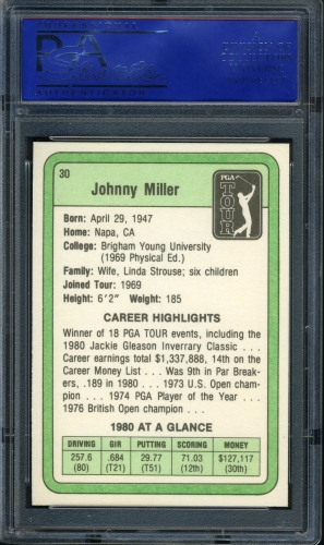1981 Donruss #030 Johnny Miller PSA 10 #81456157 - Back