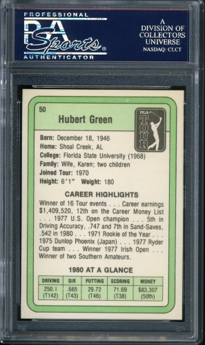 1981 Donruss #050 Hubert Green PSA 10 #23298657 - Back