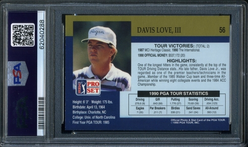 1990 Pro Set #056 Davis Love, III PSA 10 #62040288 - Back