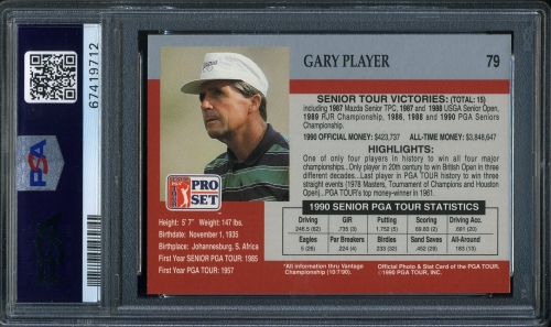 1990 Pro Set #079 Gary Player PSA 10 #67419712 - Back