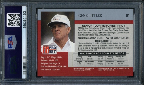 1990 Pro Set #091 Gene Littler PSA 10 #55094463 - Back