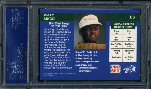 1992 Pro Set #E06 Vijay Singh PSA 10 #14303676 - Back