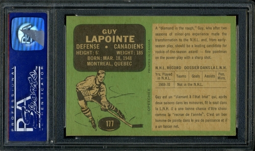 1970 O-Pee-Chee #177 Guy Lapointe PSA 9 #02052696 - Back