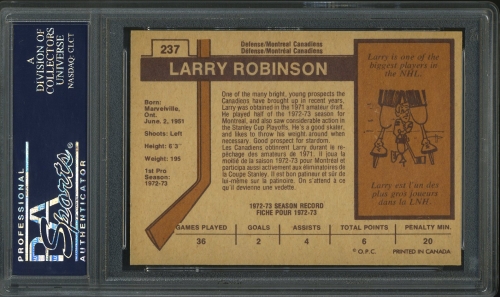 1973 O-Pee-Chee #237 Larry Robinson PSA 9 #23198638 - Back