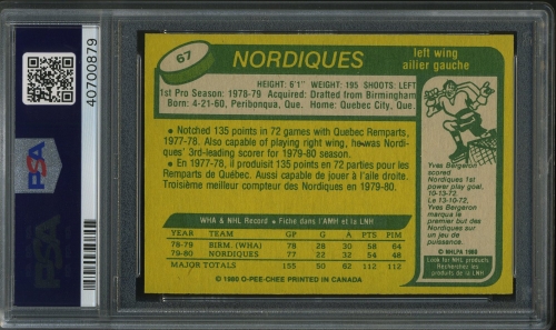 1980 O-Pee-Chee #067 Michel Goulet PSA 10 #40700879 - Back