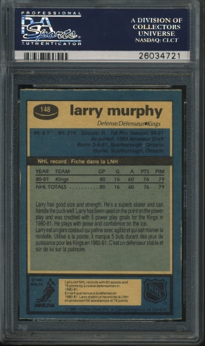 1981 O-Pee-Chee #148 Larry Murphy PSA 10 #26034721 - Back