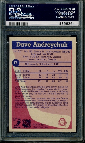 1984 O-Pee-Chee #017 Dave Andreychuk PSA 10 #19856364 - Back