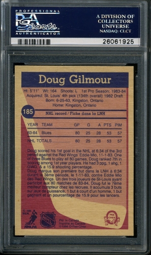 1984 O-Pee-Chee #185 Doug Gilmour PSA 10 #26061925 - Back