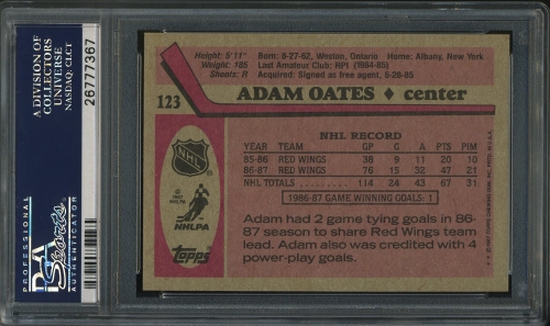 1987 Topps #123 Adam Oates PSA 10 #26777367 - Back
