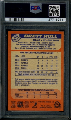 1988 O-Pee-Chee #066 Brett Hull PSA 10 #27716251 - Back