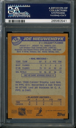 1988 Topps #016 Joe Nieuwendyk PSA 10 #26560541 - Back