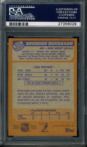 1988 Topps #122 Brendan Shanahan PSA 10 #27356029 - Back