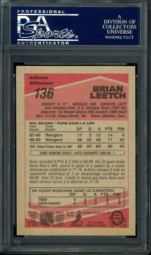 1989 O-Pee-Chee #136 Brian Leetch PSA 10 #23879328 - Back