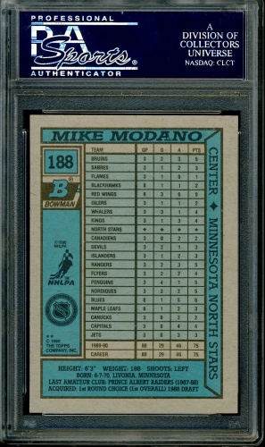 1990 Bowman #188 Mike Modano PSA 10 #24132960 - Back