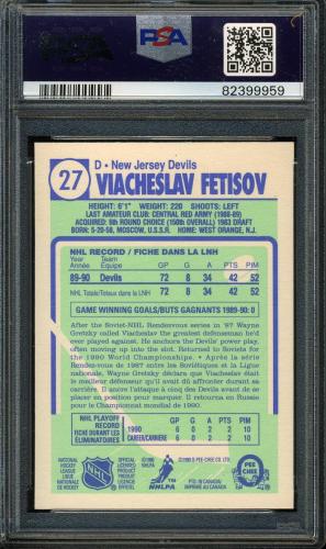 1990 O-Pee-Chee #027 Slava Fetisov PSA 10 #82399959 - Back