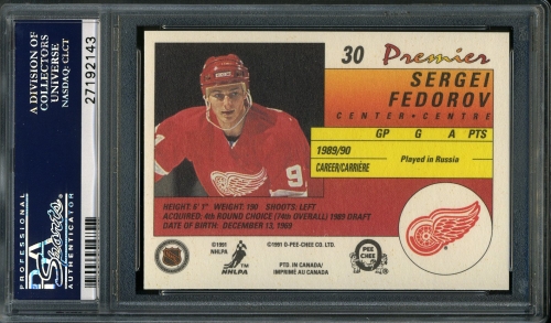 1990 O-Pee-Chee Premier #030 Sergei Fedorov PSA 10 #27192143 - Back