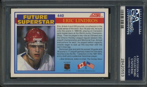 1990 Score #440 Eric Lindros PSA 10 #28420553 - Back