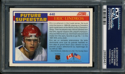 1990 Score Canadian #440 Eric Lindros PSA 10 #26696461 - Back