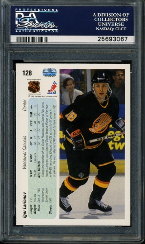 1990 Upper Deck #128 Igor Larionov PSA 10 #25693067 - Back