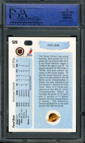 1990 Upper Deck #526 Pavel Bure PSA 10 #40003218 - Back