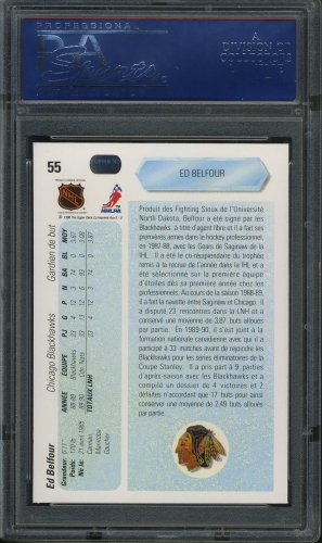 1990 Upper Deck French #055 Ed Belfour PSA 10 #15911340 - Back