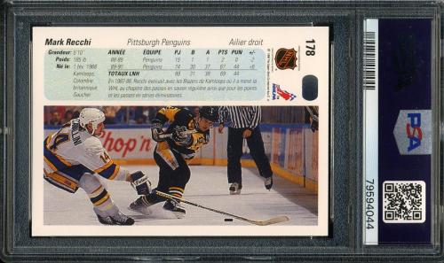 1990 Upper Deck French #178 Mark Recchi PSA 10 #79594044 - Back
