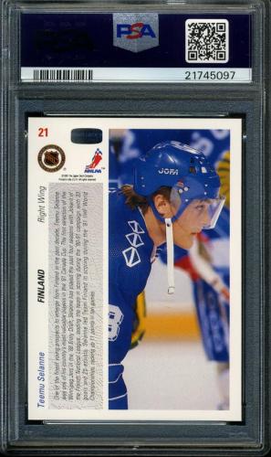 1991 Upper Deck #021 Teemu Selanne PSA 10 #21745097 - Back