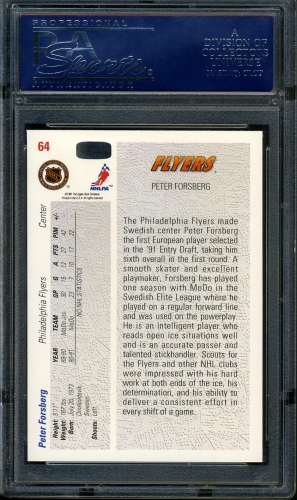 1991 Upper Deck #064 Peter Forsberg PSA 10 #16631625 - Back