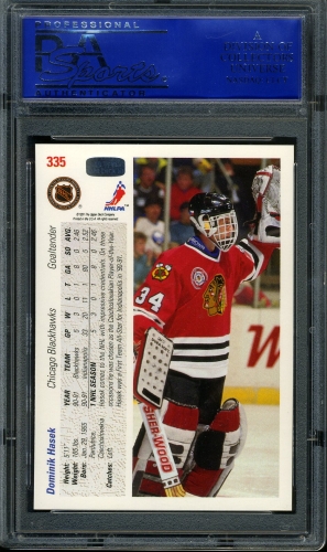 1991 Upper Deck #335 Dominik Hasek PSA 10 #30612842 - Back